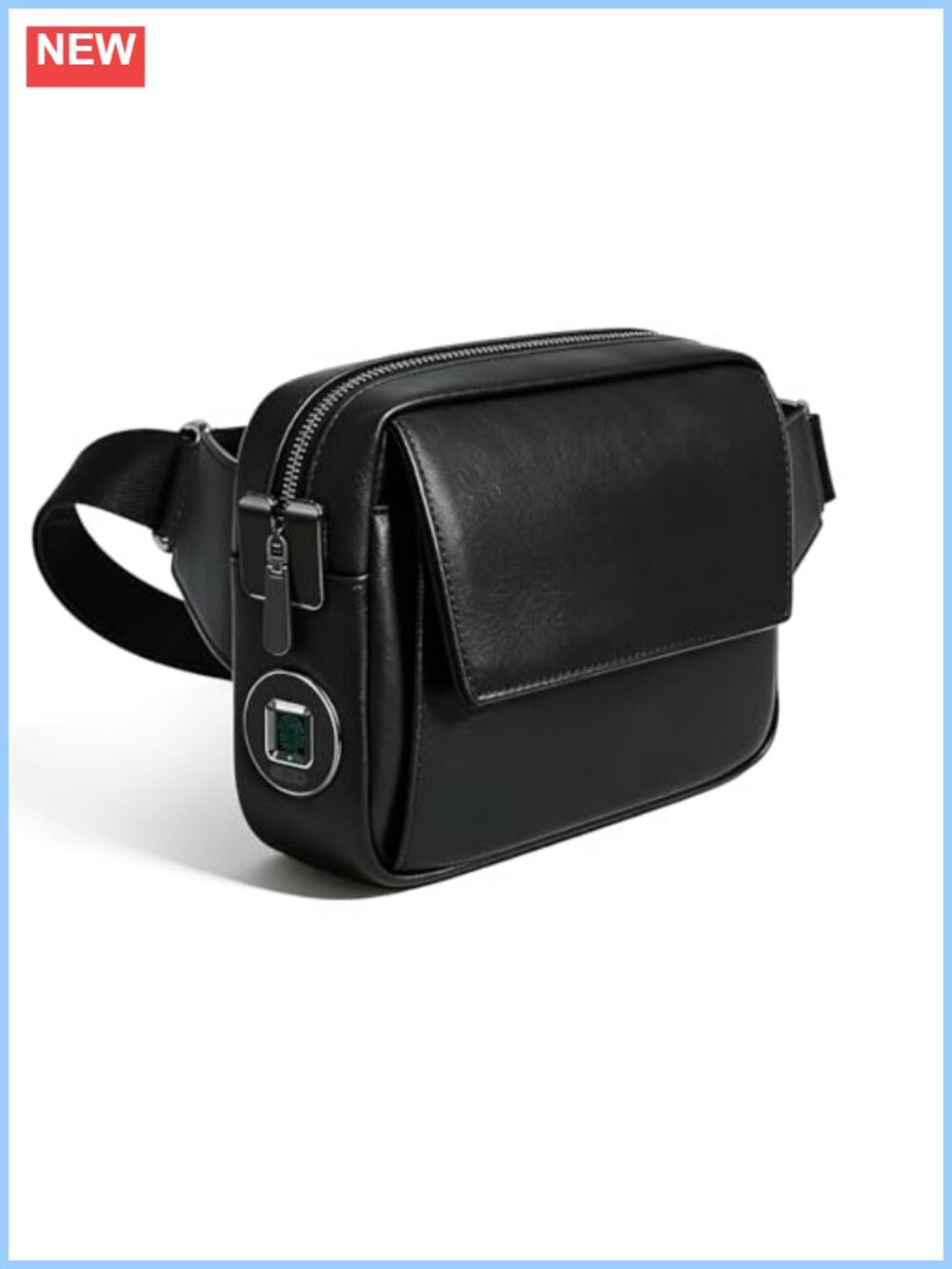 Fingerprint Lock Genuine Leather Crossbody Bag Biometric Security